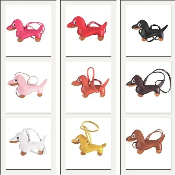 Dachshund Bag Charm Keychain Faux Leather Dog Mom Y2K Cottagecore Caramel NWT - Picture 7 of 9